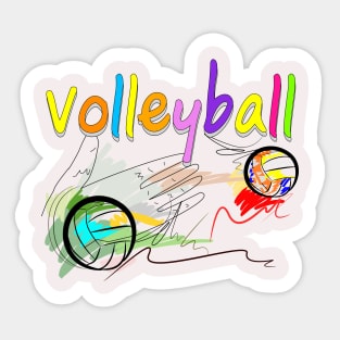 hand hit volleyball action brush strokes style Sticker